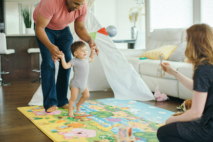 Baby Care Play Mat (Large, Moroccan - Blue) 82'' x 55'' Original One-Piece Reversible Rollable Waterproof Play Mat for Infants, Babies, Toddler, and Kids