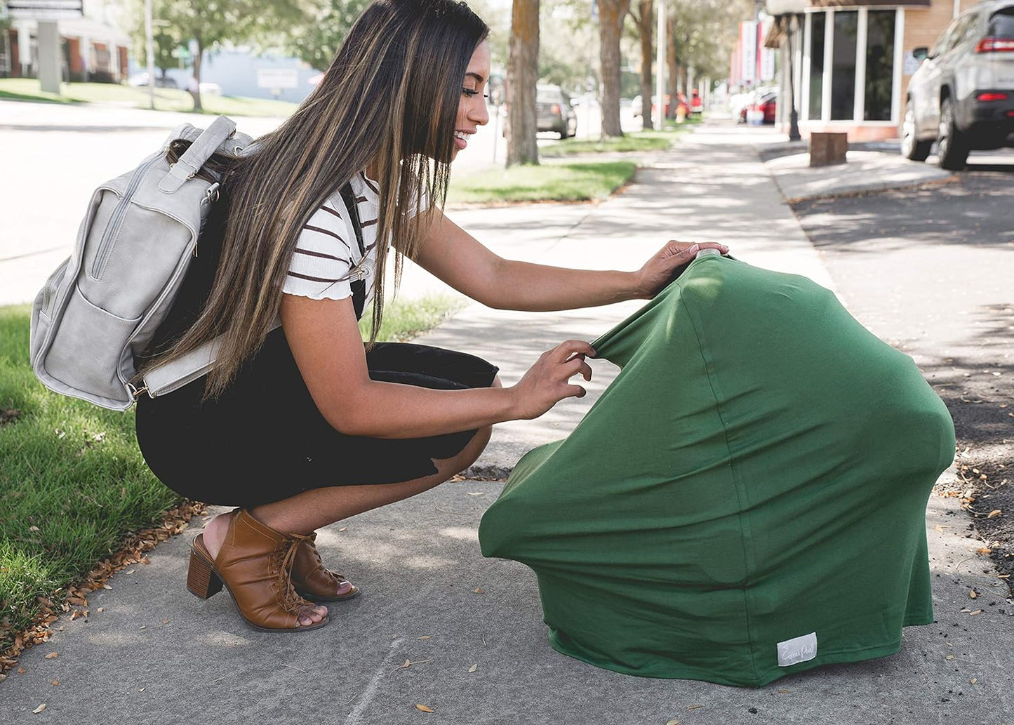 Baby Car Seat Cover Canopy and Nursing Cover Multi-Use Stretchy 5 in 1 Gift "Asher" by Copper Pearl