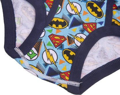 DC Comics Boys' 100% Cotton Briefs with Prints Including Superman, Batman, The Flash Logos, Sizes 2/3t, 4t, 4, 6, 8