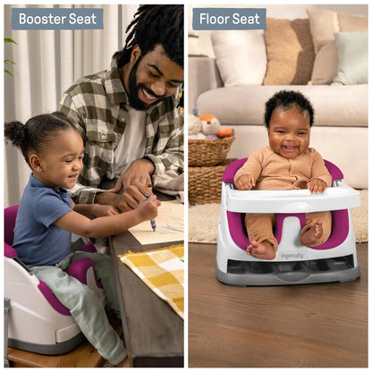 Ingenuity Baby Base 2-in-1 Booster Feeding and Floor Seat with Self-Storing Tray - Slate