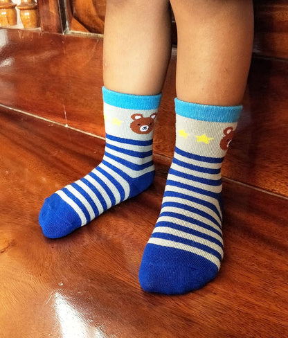 RATIVE Non Skid Anti Slip Crew Socks With Grips For Baby Infant Toddlers Kids Boys