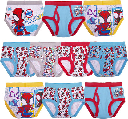 Boys' Toddler Spiderman and Superhero Friends 100% Combed Cotton Underwear Multipacks with Iron Man, Hulk & More