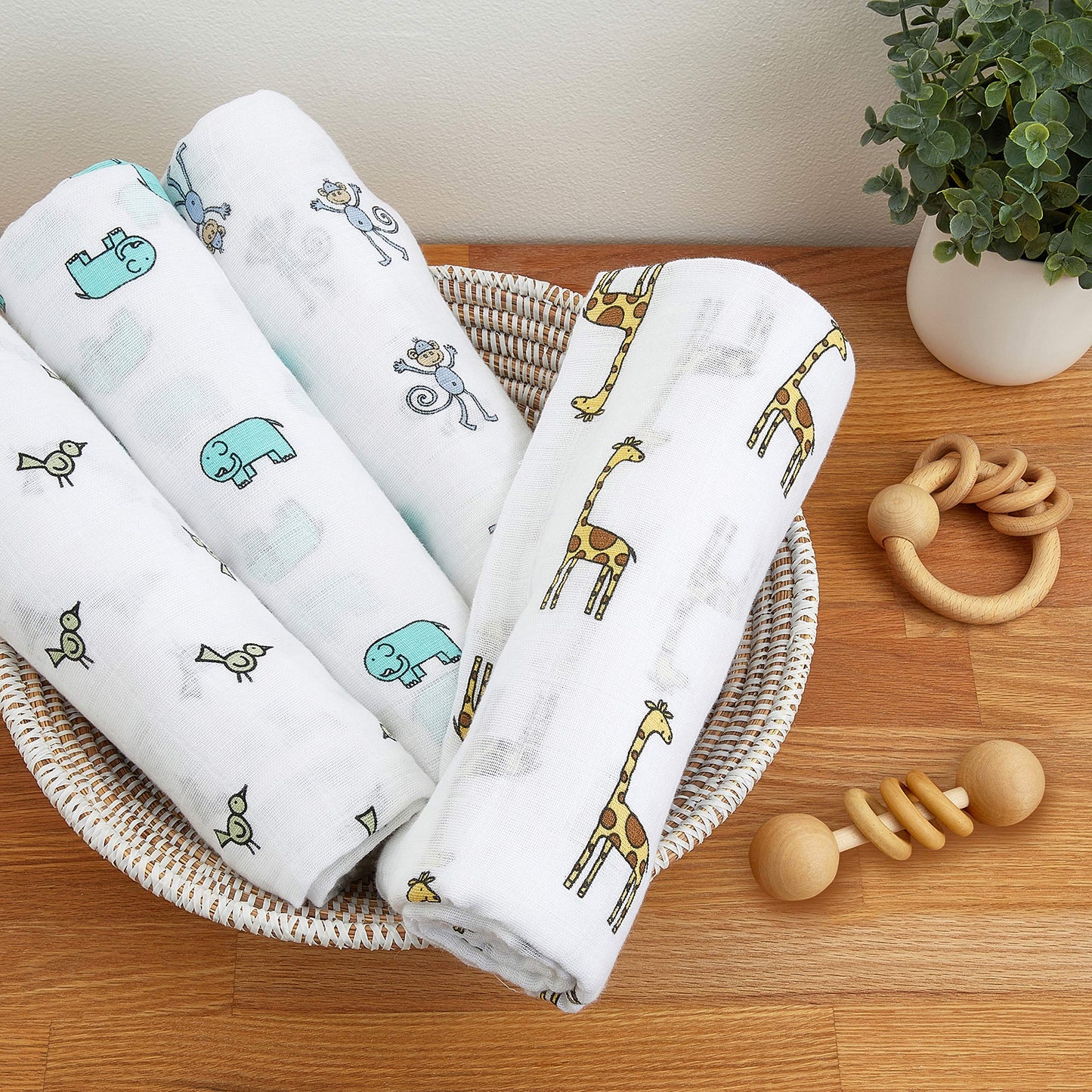 aden + anais Swaddle Blanket, Boutique Muslin Blankets for Girls & Boys, Baby Receiving Swaddles, Ideal Newborn & Infant Swaddling Set, Perfect Shower Gifts, 4 Pack, Sunrise