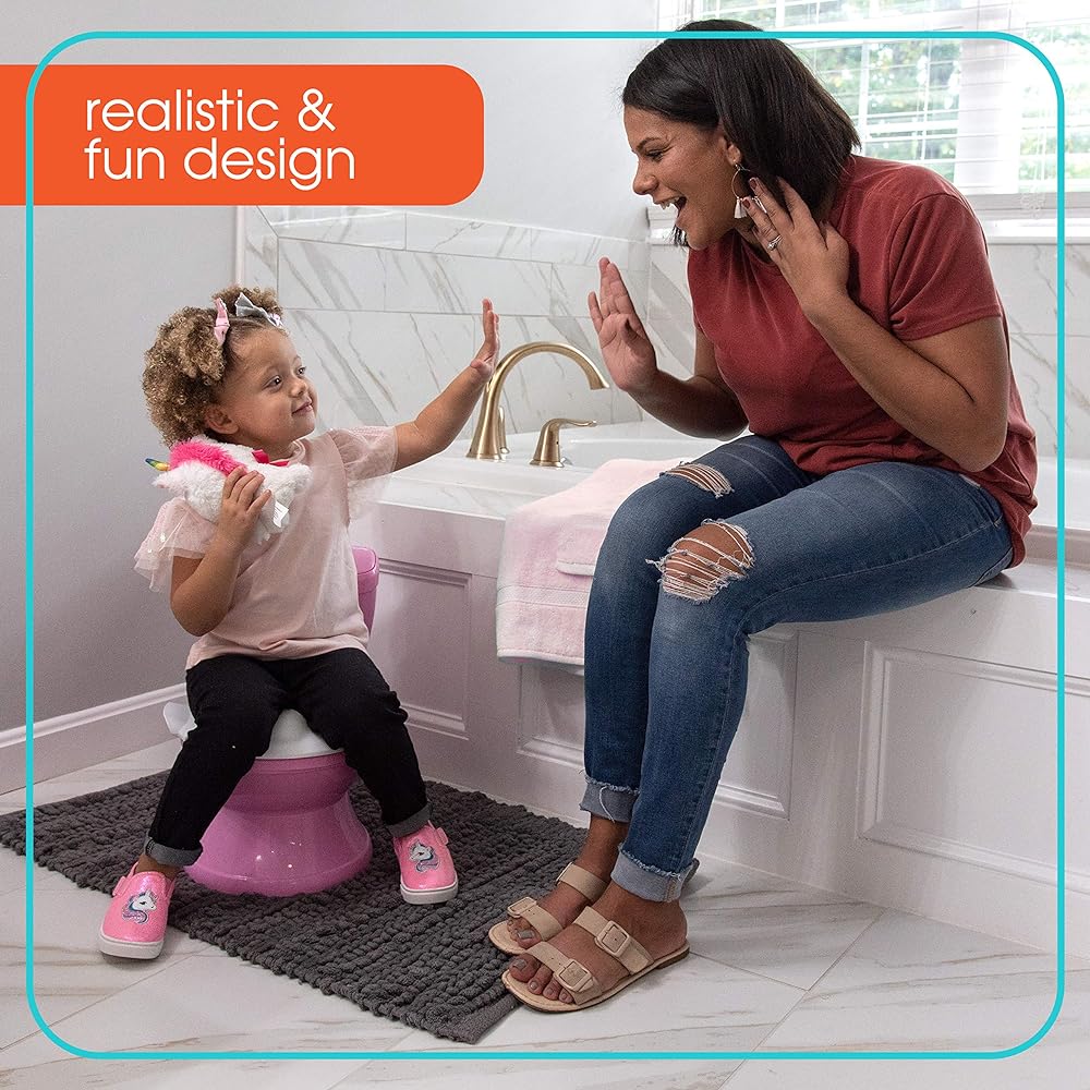 Summer Infant My Size Potty Lights and Songs Transitions,White Realistic Potty Training Toilet with Interactive Handle that Plays Music for Kids,Removable Potty Topper/Pot,Wipe Compartment,SplashGuard